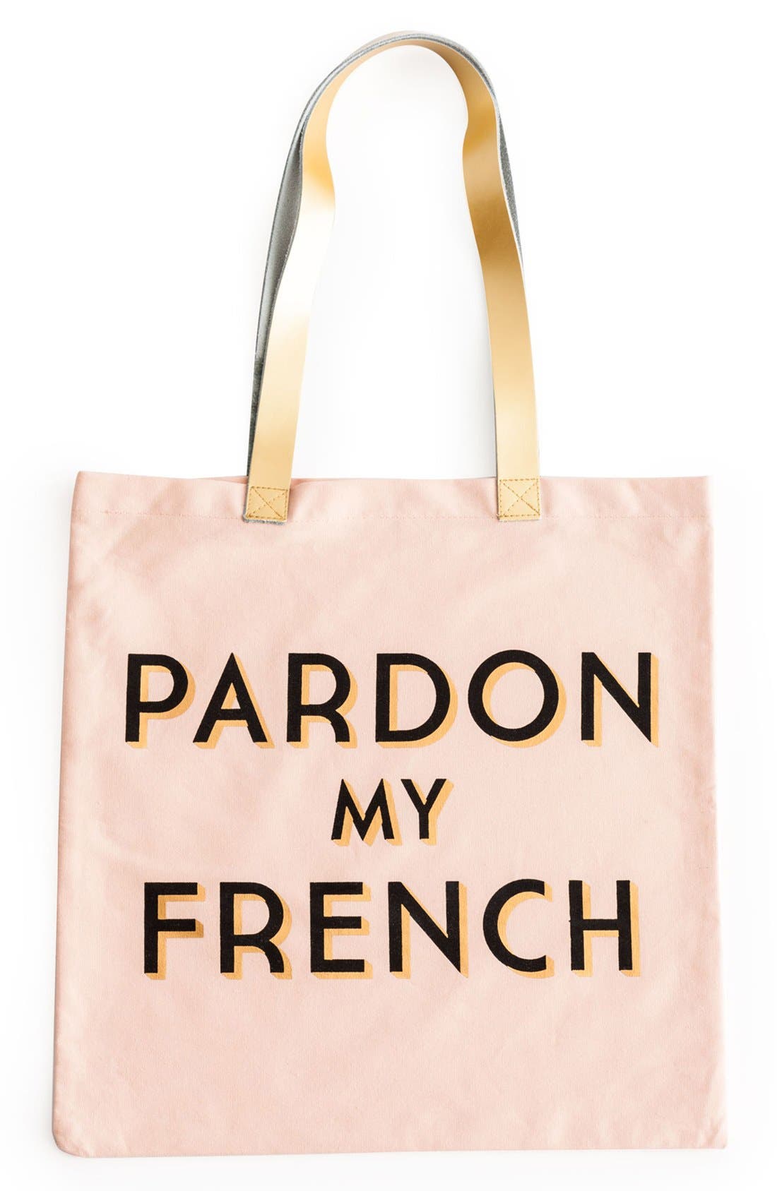 'Pardon My French' Tote Bag, Main, color, PINK