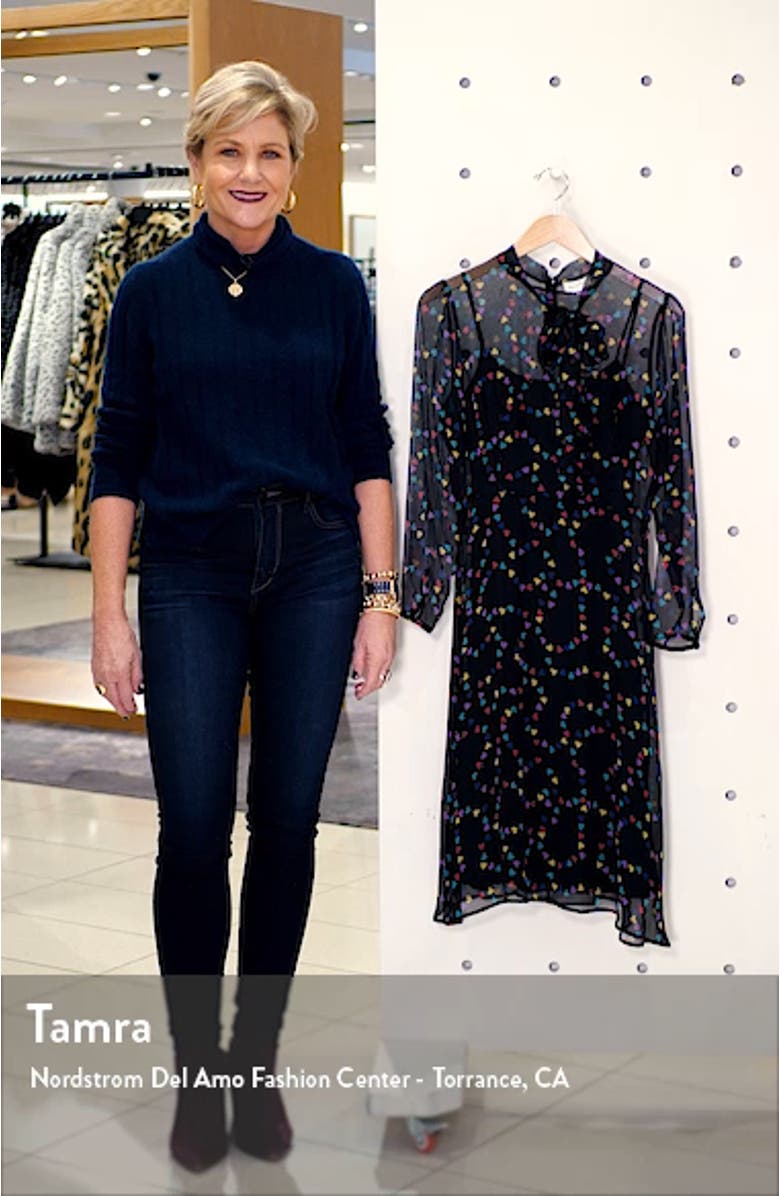 Elisa Tie Neck Long Sleeve Silk Chiffon Dress, sales video thumbnail