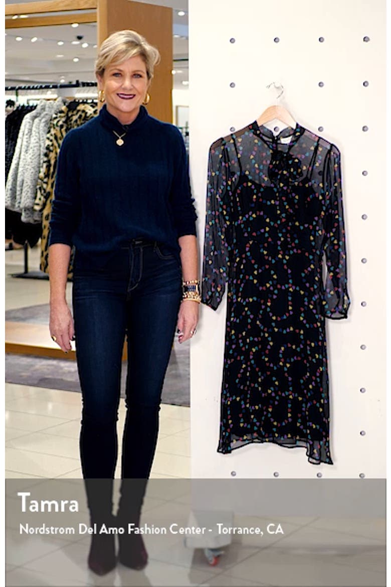 Elisa Tie Neck Long Sleeve Silk Chiffon Dress video