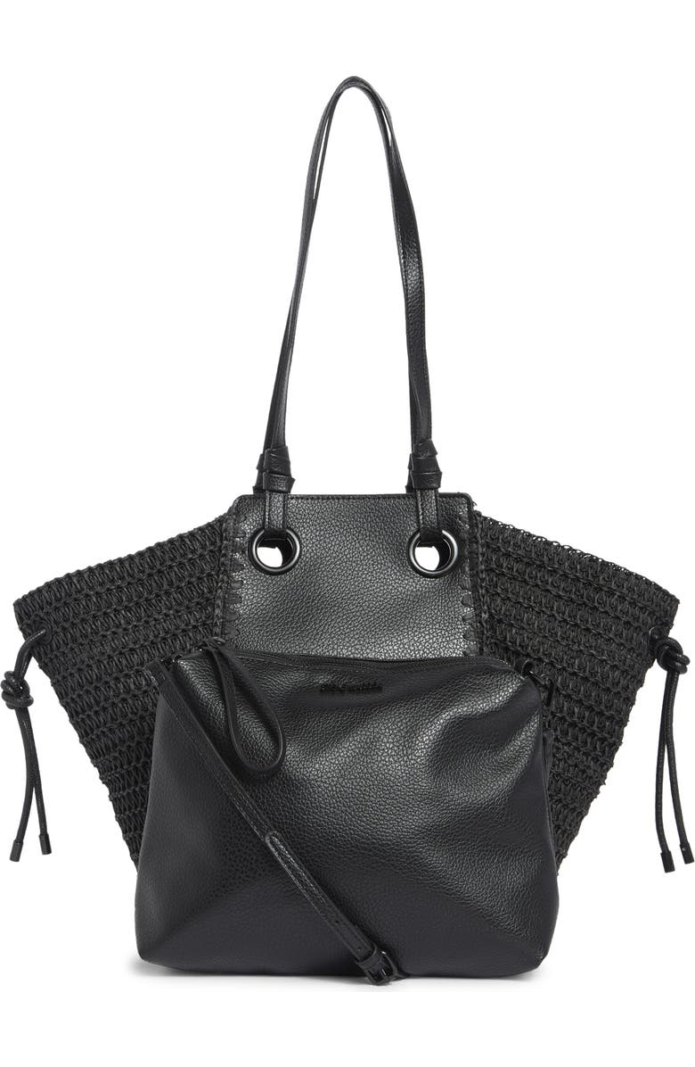 Steve Madden Bidris Mix Media Tote Bag, Alternate, color, Black