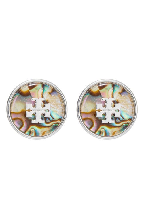 Tory Burch Abalone Stud Earrings In Multi