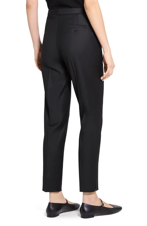 Theory High Waist Taper Leg Virgin Wool Pants In Black