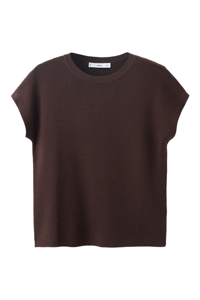 Short Sleeve Cotton Blend Sweater, Alternate, color, BROWN