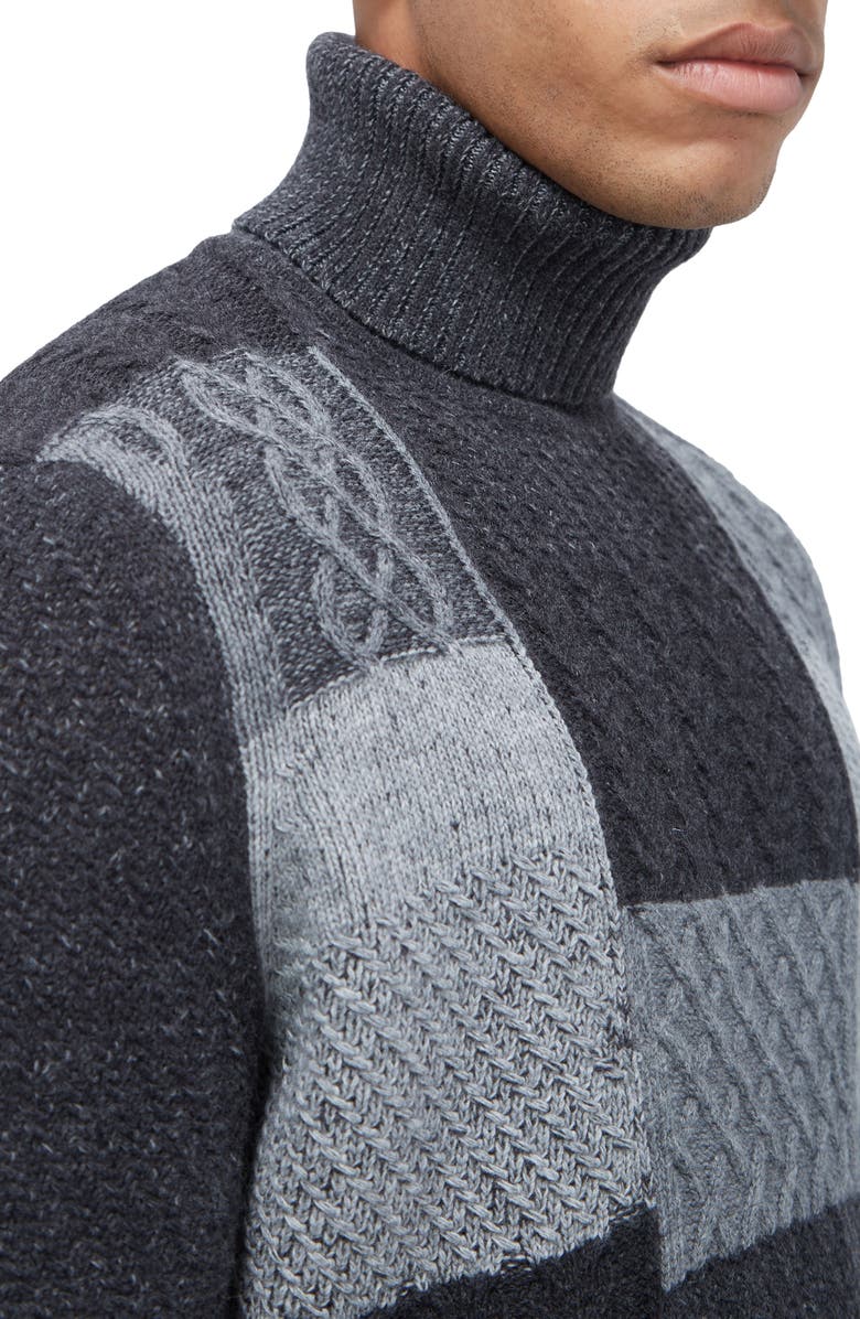 Bugatchi Pattern Wool Blend Turtleneck Sweater, Alternate, color,