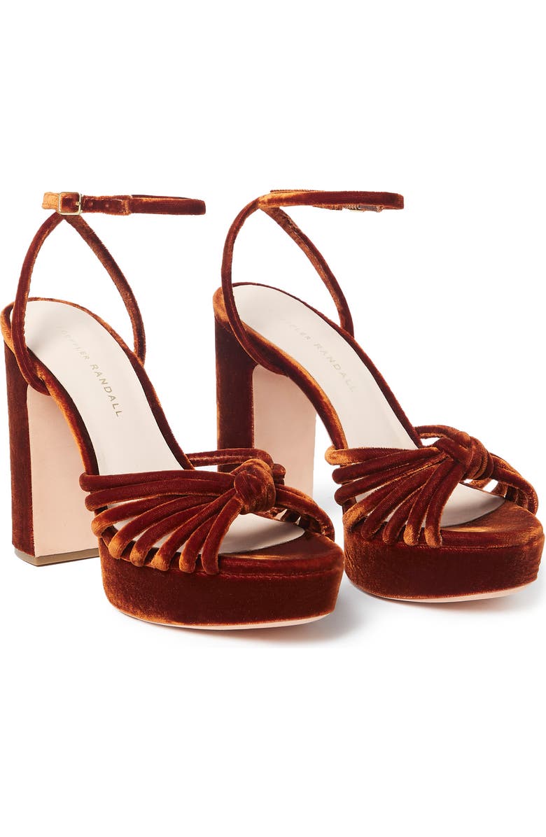 Loeffler Randall Rivka Knotted Platform Sandal, Alternate, color, Sienna