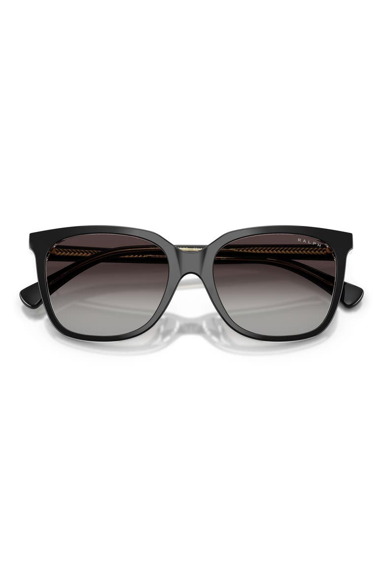 55mm Square Sunglasses, Alternate, color, SHINY BLACK / GREY