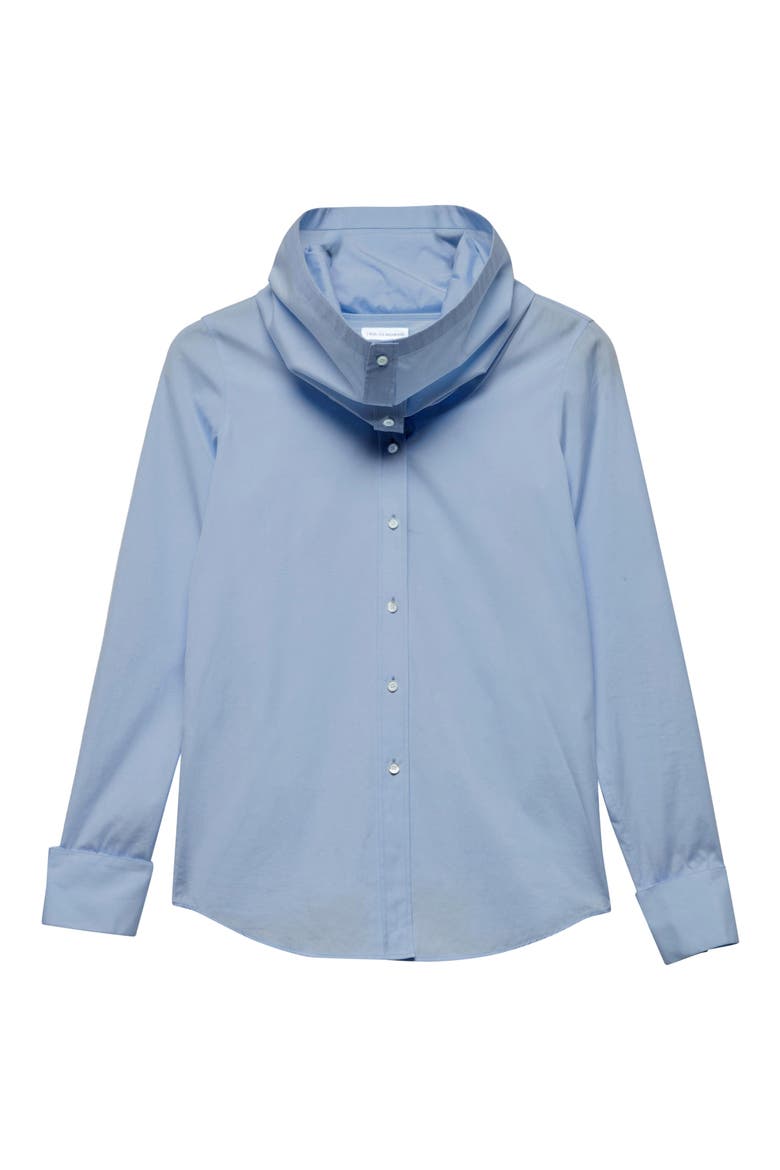 Asymmetrical Collar Cotton Poplin Shirt, Alternate, color, POPELINE SKY BL
