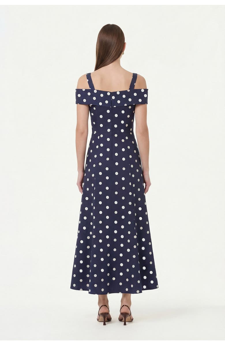 NICHOLAS Ivana Dress, Alternate, color, Navy Polka Dot