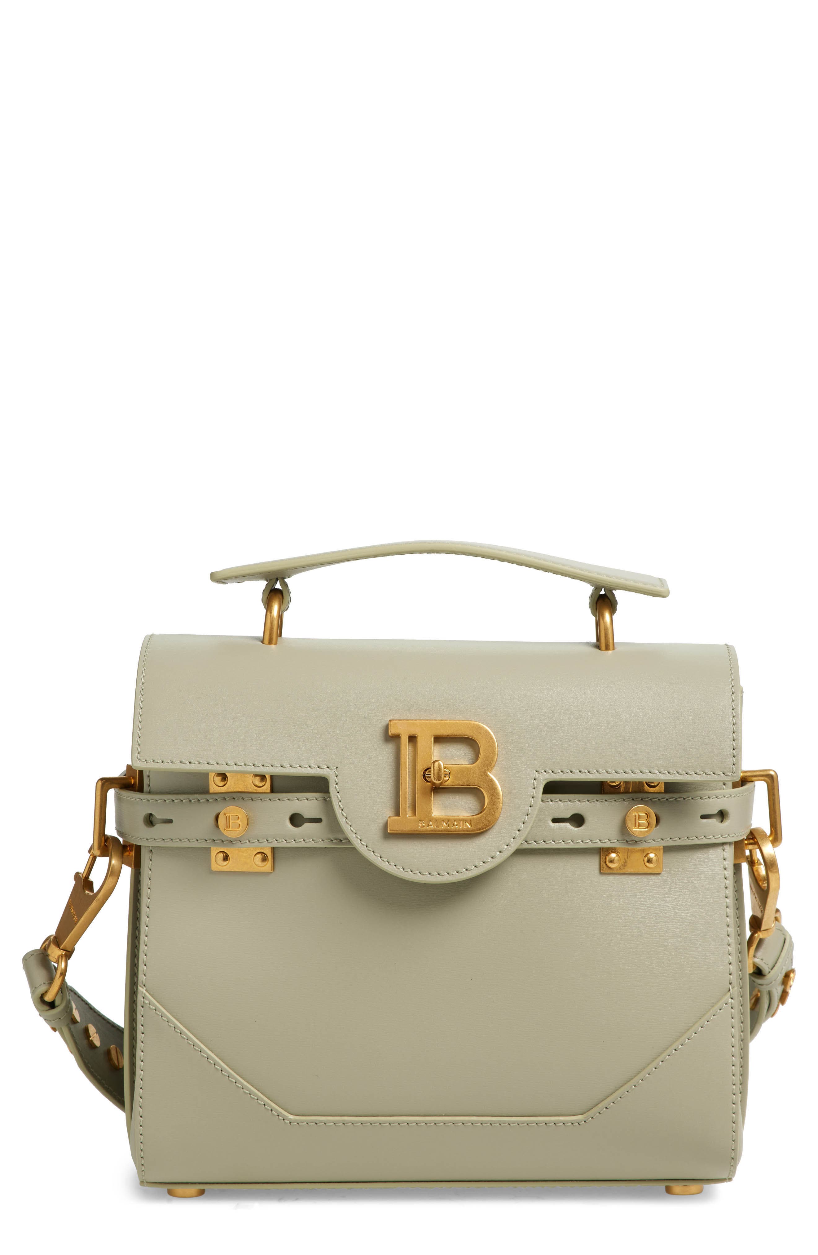 Balmain B-Buzz 23 Leather Top Handle Bag, Main, color, 