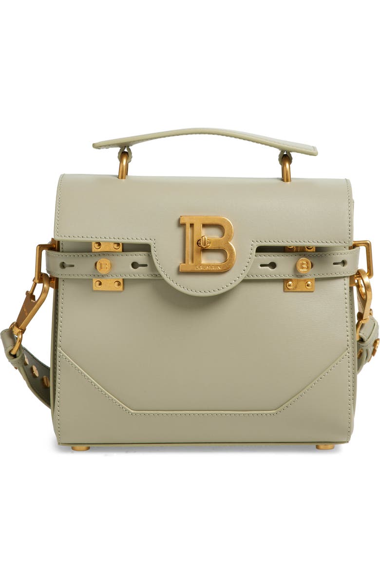 Balmain B-Buzz 23 Leather Top Handle Bag, Main, color,