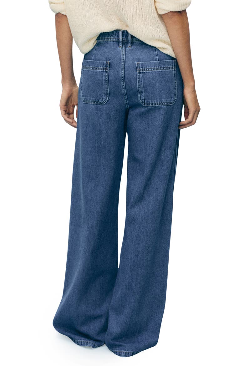 Patch Pocket High Waist Wide Leg Jeans, Alternate, color, MEDIUM BLUE