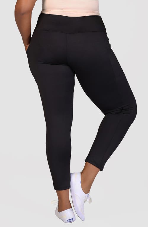 24seven Comfort Apparel Plus Size Ankle Leggings With Side Pocket In Black