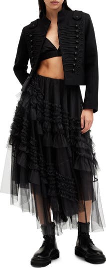 AllSaints Jen Asymmetric Hem Tulle Skirt | Nordstrom