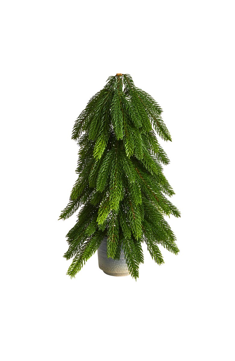 NEARLY NATURAL 17-in Christmas Pine Artificial Tree in Decorative Planter, Main, color, Green