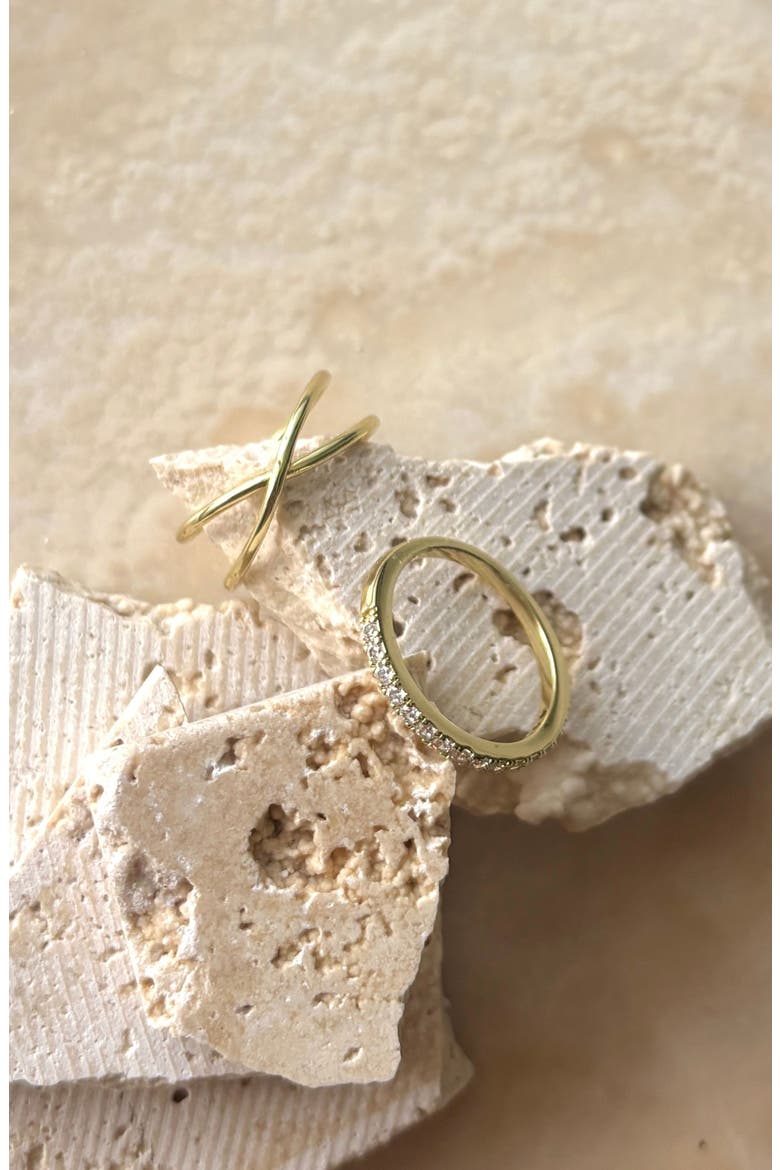 Set of 2 CZ Rings, Alternate, color, GOLD