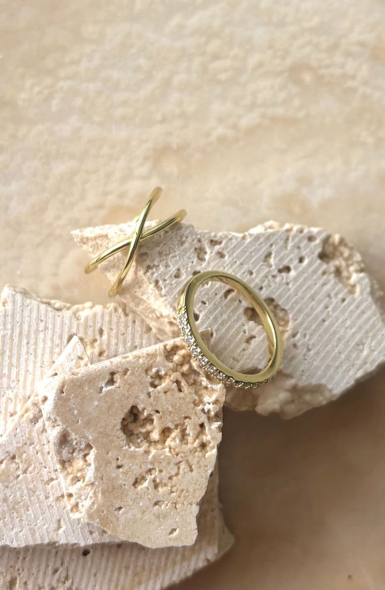 Adornia Set of 2 CZ Rings, Alternate, color, Gold