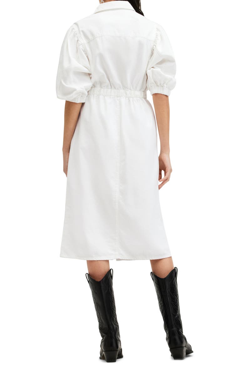 AllSaints Osa Puff Sleeve Denim Shirtdress, Alternate, color, Chalk White