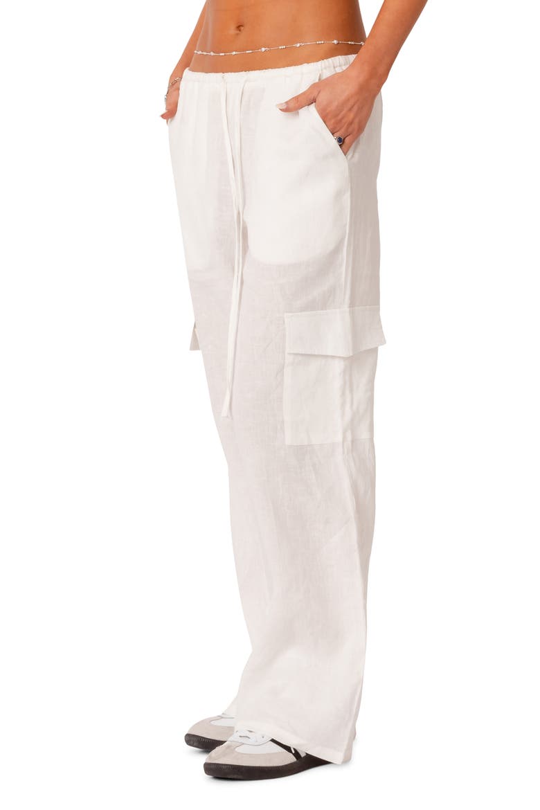 Lyric Cotton Cover-Up Cargo Pants, Alternate, color, WHITE