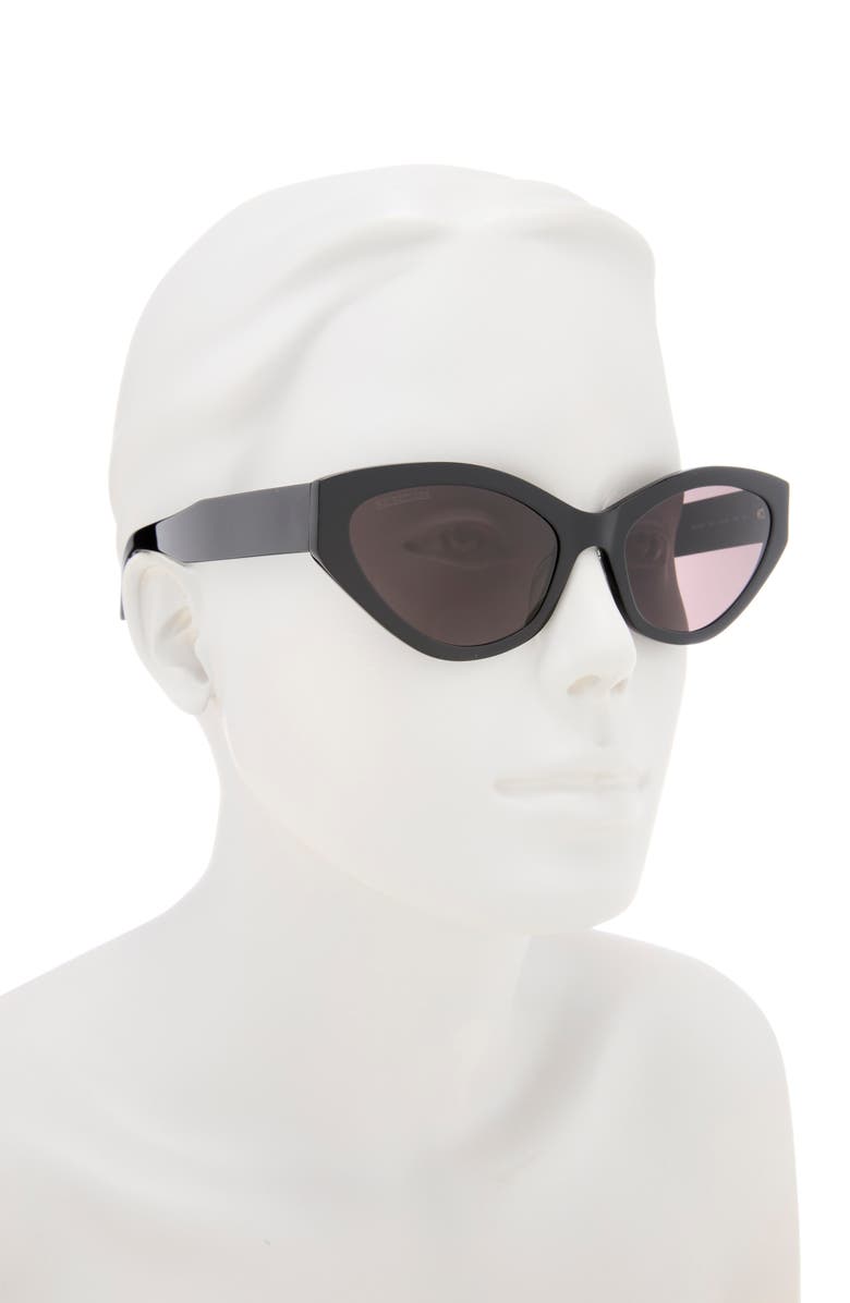 Balenciaga 57mm Cat Eye Sunglasses, Alternate, color, Black Black Grey