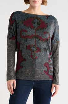 GO COUTURE Stripe Boat Neck Sweater