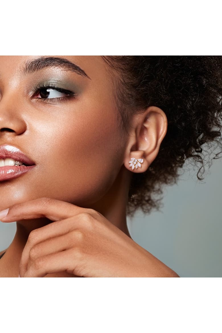 Lab-Grown Diamond Floral Earrings 14k, Alternate, color, Yellow Gold