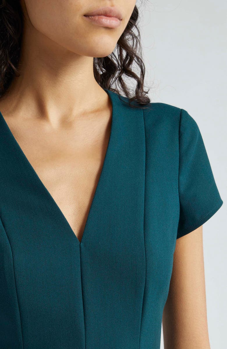 Emporio Armani Emma Short Sleeve Fit & Flare Dress, Alternate, color, Solid Dark Green