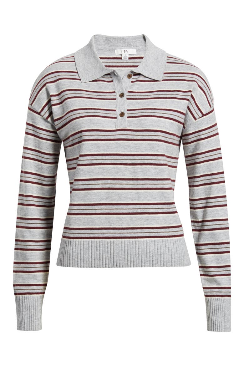 Striped Polo Sweater, Main, color, GREY- BURG HANNAH STRIPE