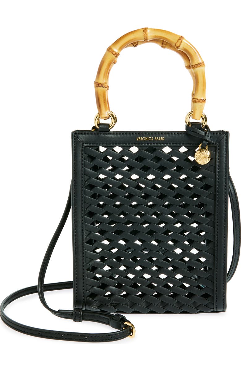 Veronica Beard Small Bamboo Woven Leather Shopper, Main, color,