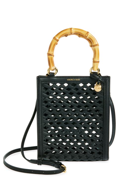 Small Bamboo Woven Leather Shopper