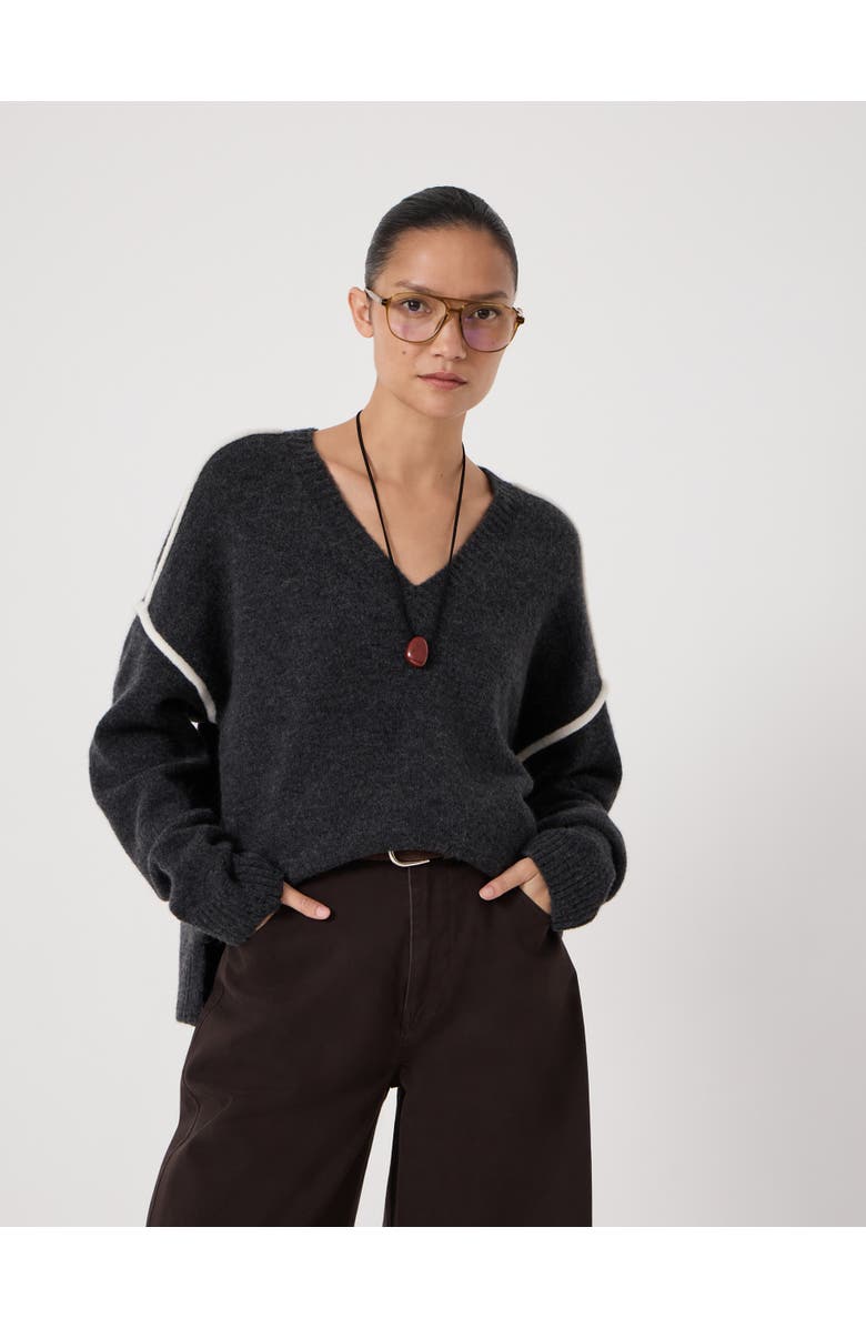 Hush Billie Wool Blend V Neck Sweater, Main, color, Charcoal Marl