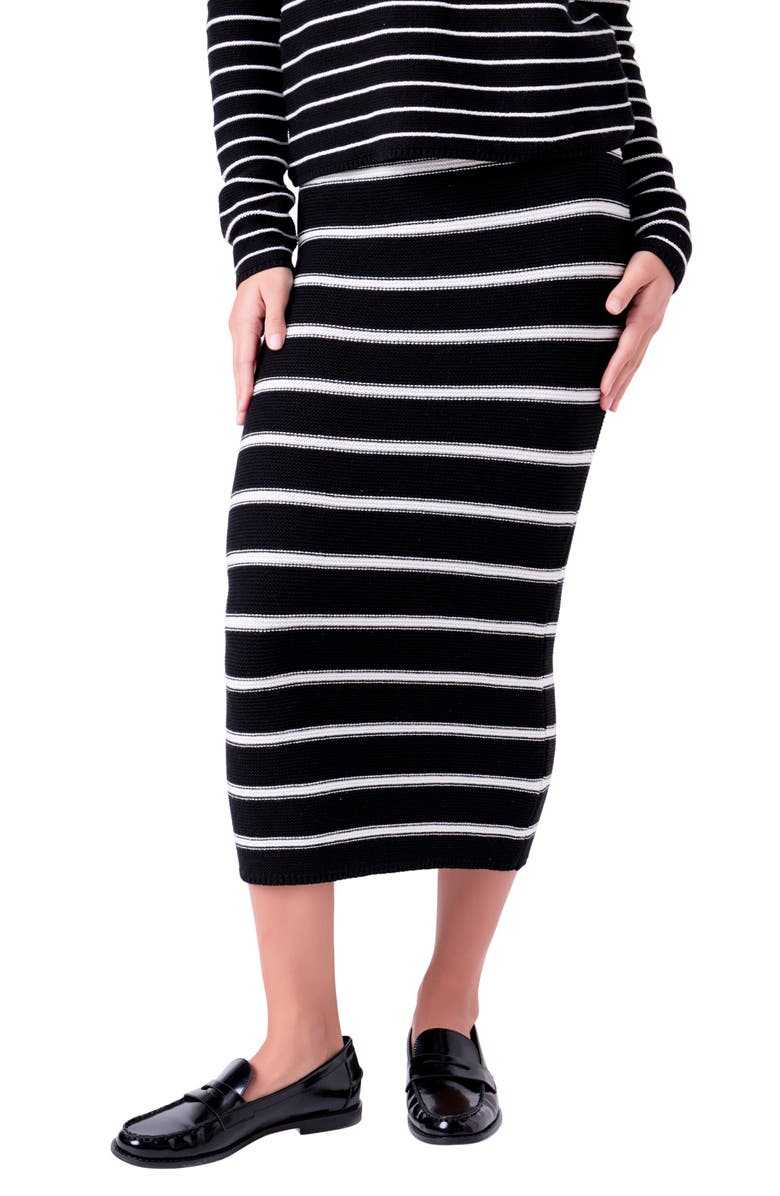 English Factory Stripe Sweater Skirt, Main, color, Black/ White