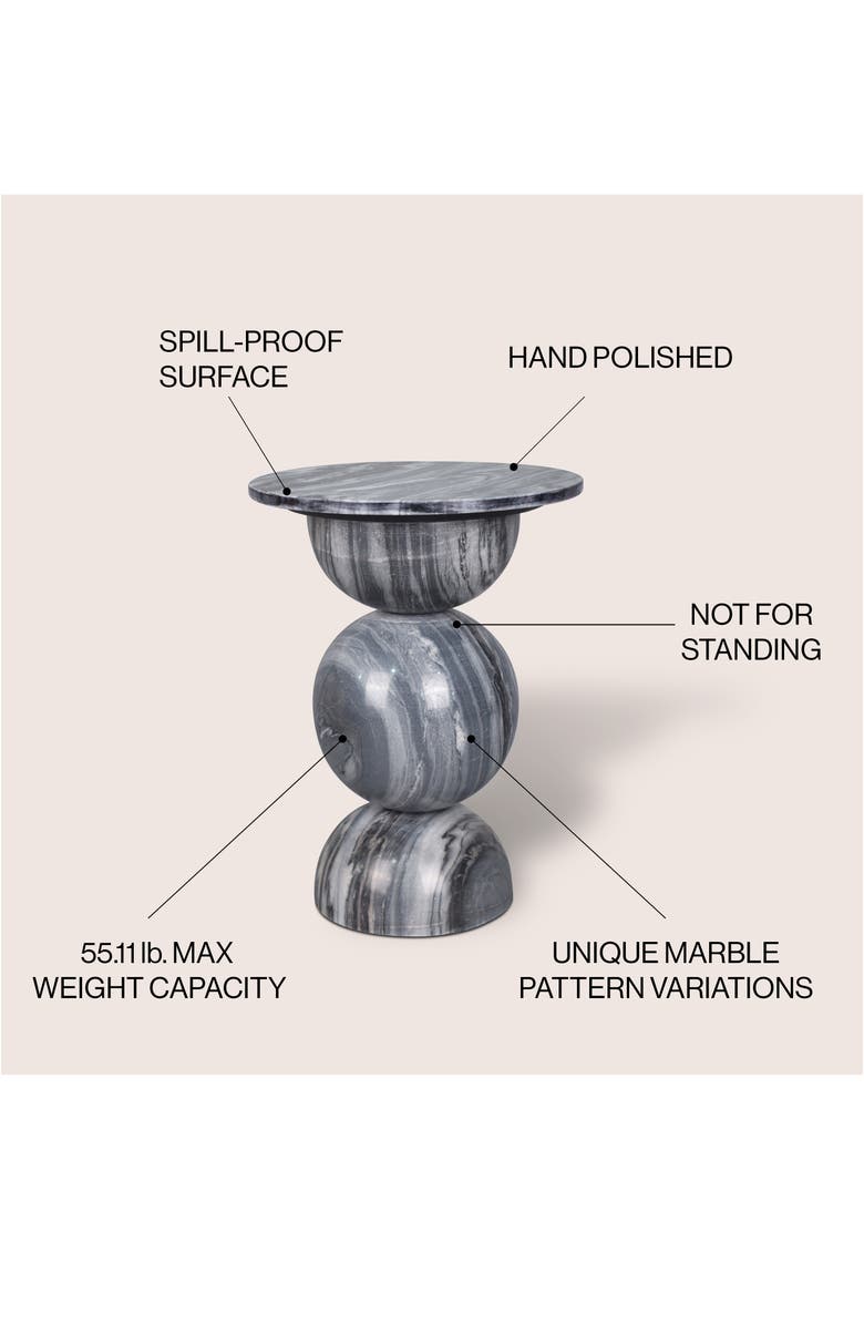 JONATHAN Y Aura 19" Modern Natural Marble Handmade Stacked Round Pedestal End Table, Alternate, color, Dark Gray/Light Gray
