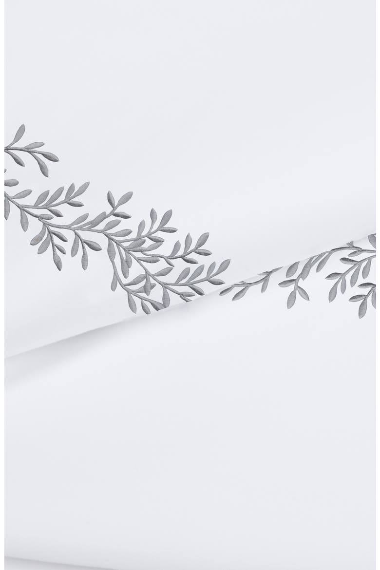 Floral Leaf Embroidered 600 Thread Count 100% Cotton Sheets, Alternate, color, GREY