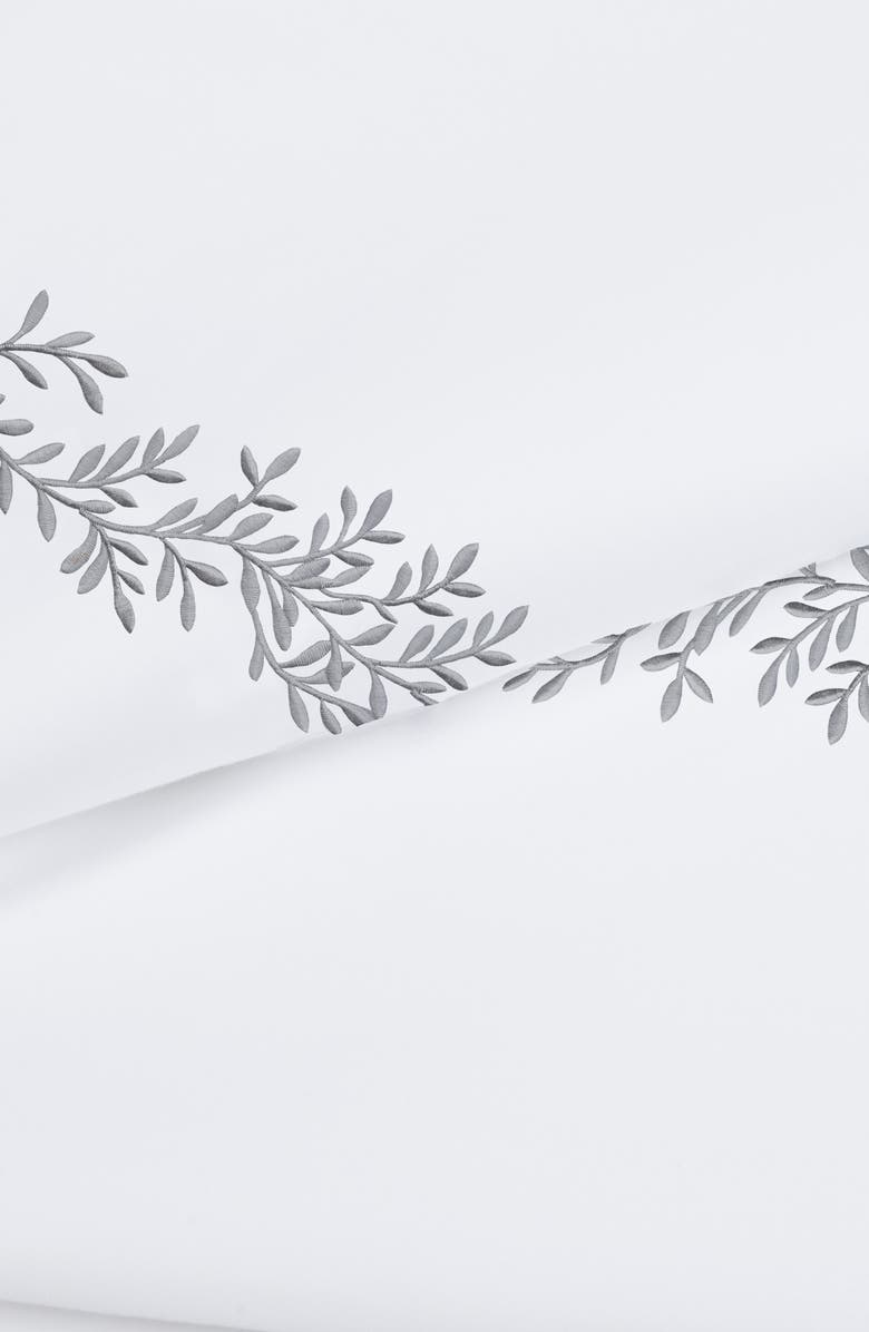 MELANGE HOME Floral Leaf Embroidered 600 Thread Count 100% Cotton Sheets, Alternate, color, Grey
