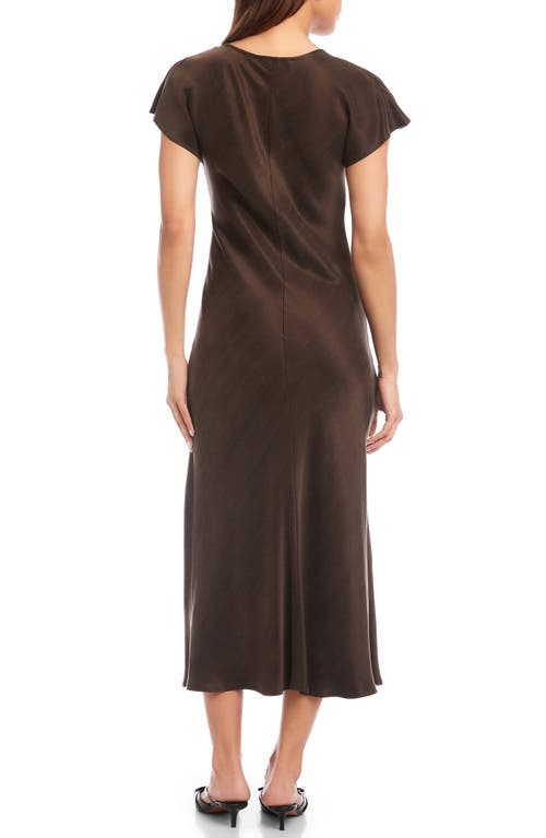 Fifteen Twenty Emmeline Tie Front Flutter Sleeve Midi Dress In Brown