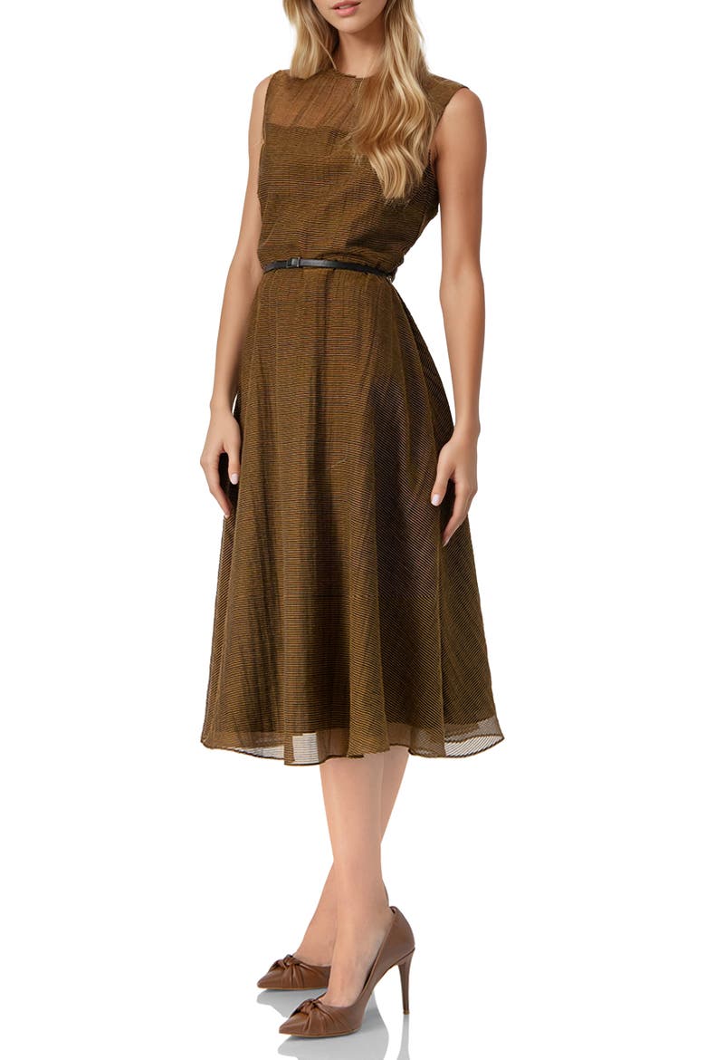 Sleeveless A-line Long Dress, Alternate, color, Brown
