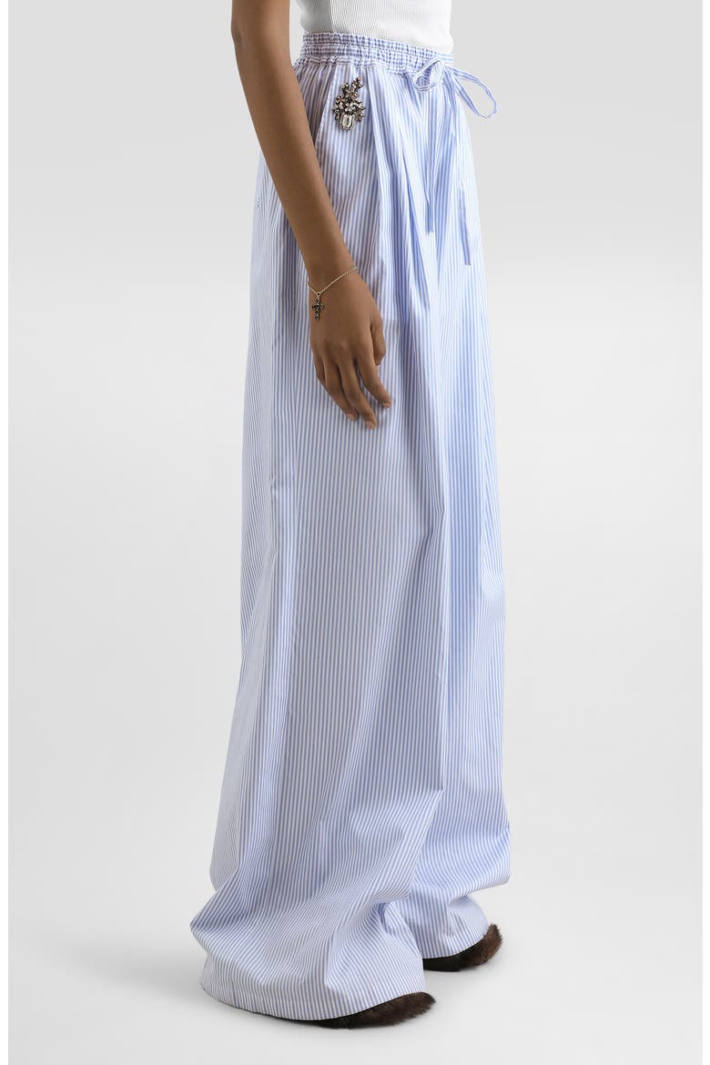 Embellished Stripe Cotton Poplin Wide Leg Pants, Alternate, color, S8051 STRIPED - BLUE/ WHITE