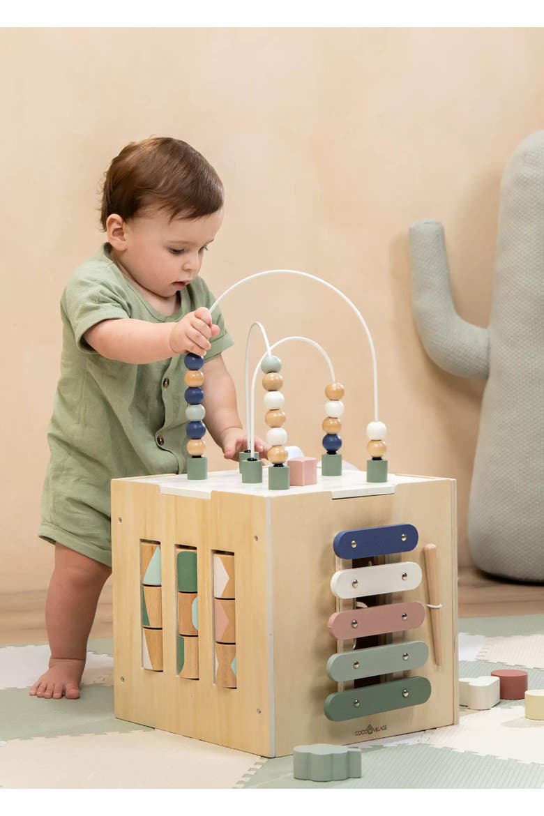 Wooden Activity Cube, Alternate, color, Multicolor