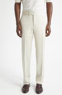 ISAIA Denim Effect Stretch Wool, Silk & Linen Cuffed Pants