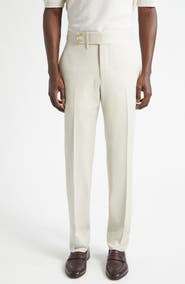 ISAIA Denim Effect Stretch Wool, Silk & Linen Cuffed Pants