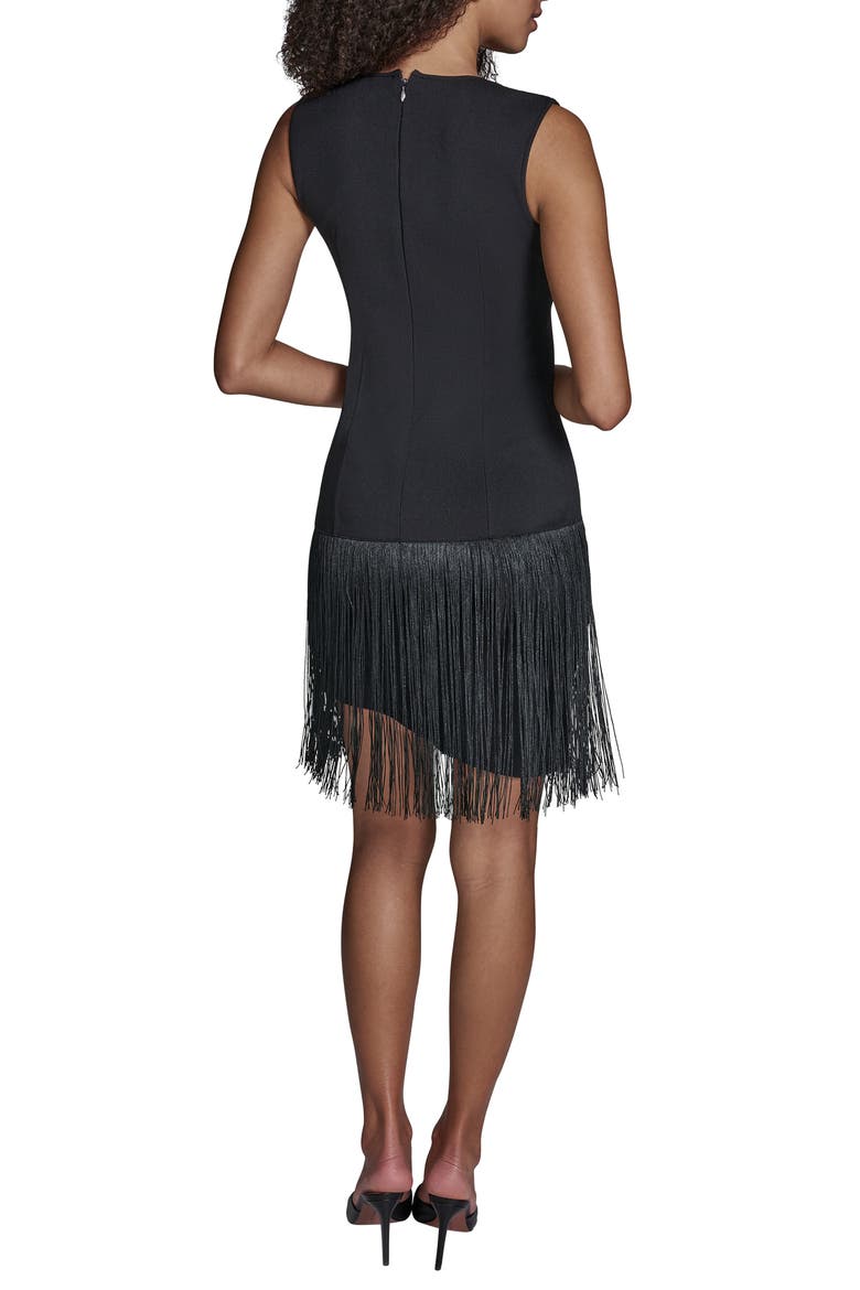 Fringe Sleeveless Minidress, Alternate, color, BLACK