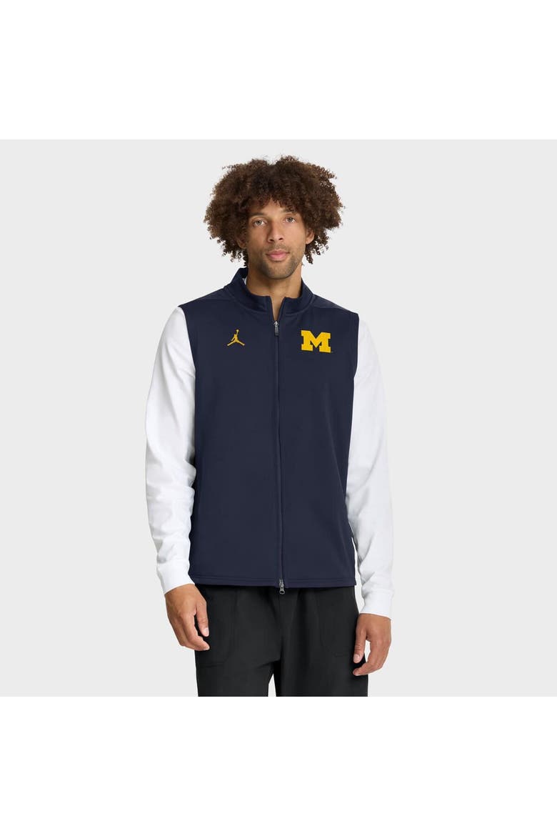 Men's Jordan Brand Navy Michigan Wolverines Primetime Victory Performance Full-Zip Vest, Main, color, Navy