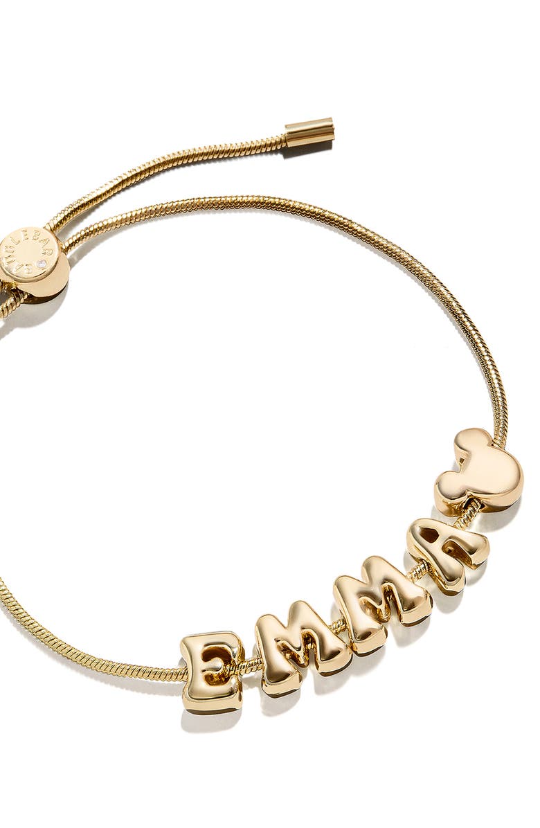 BaubleBar Personalized Disney<sup>®</sup> Bubble Charm Slider Bracelet, Alternate, color, Gold