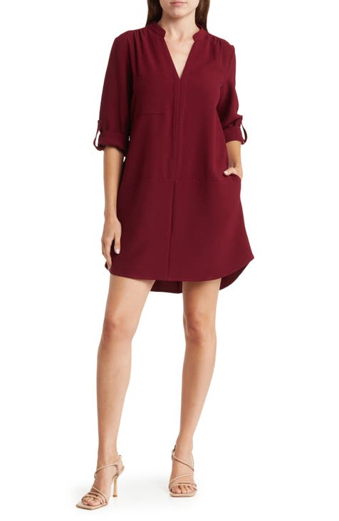 Novak Split Neck Three-Quarter Sleeve Dress