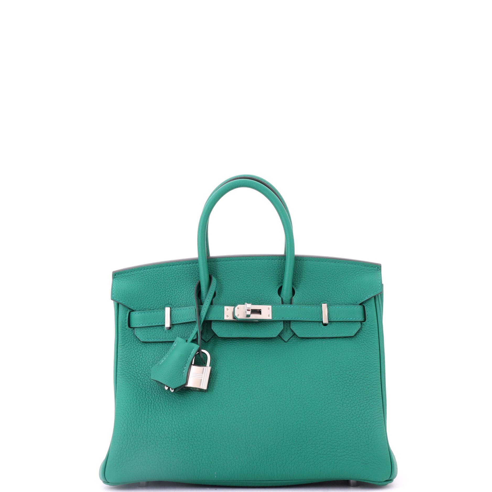 Pre-Owned Hermes Birkin Handbag Green Togo with Palladium Hardware 25, Main, color, 