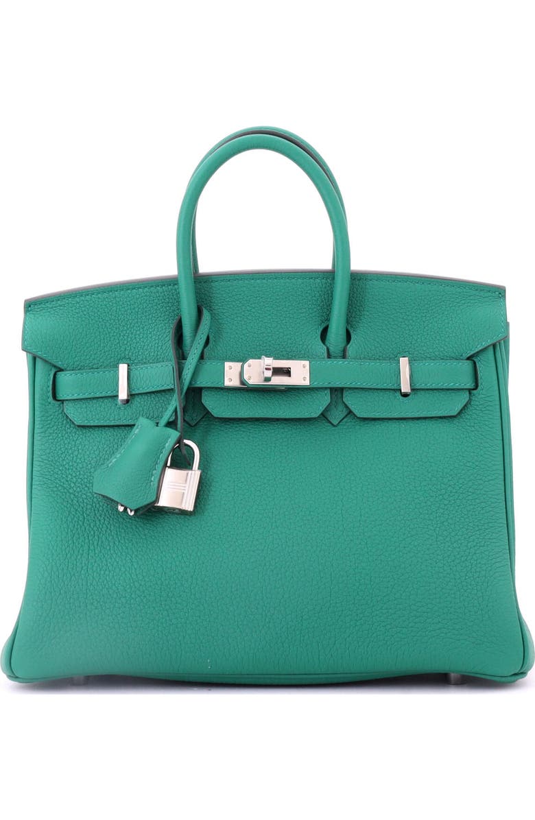Pre-Owned Hermes Birkin Handbag Green Togo with Palladium Hardware 25, Main, color,