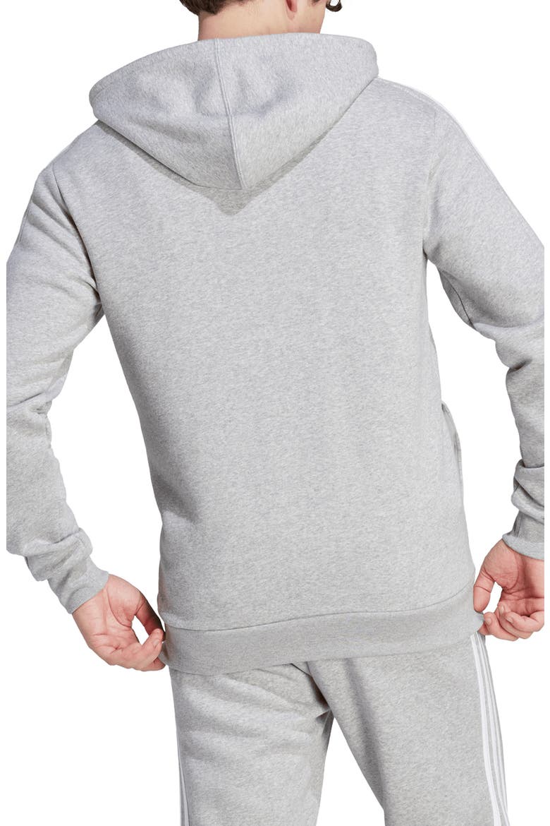 Essentials 3-Stripe Fleece Hoodie, Alternate, color, MEDIUM GREY HEATHER
