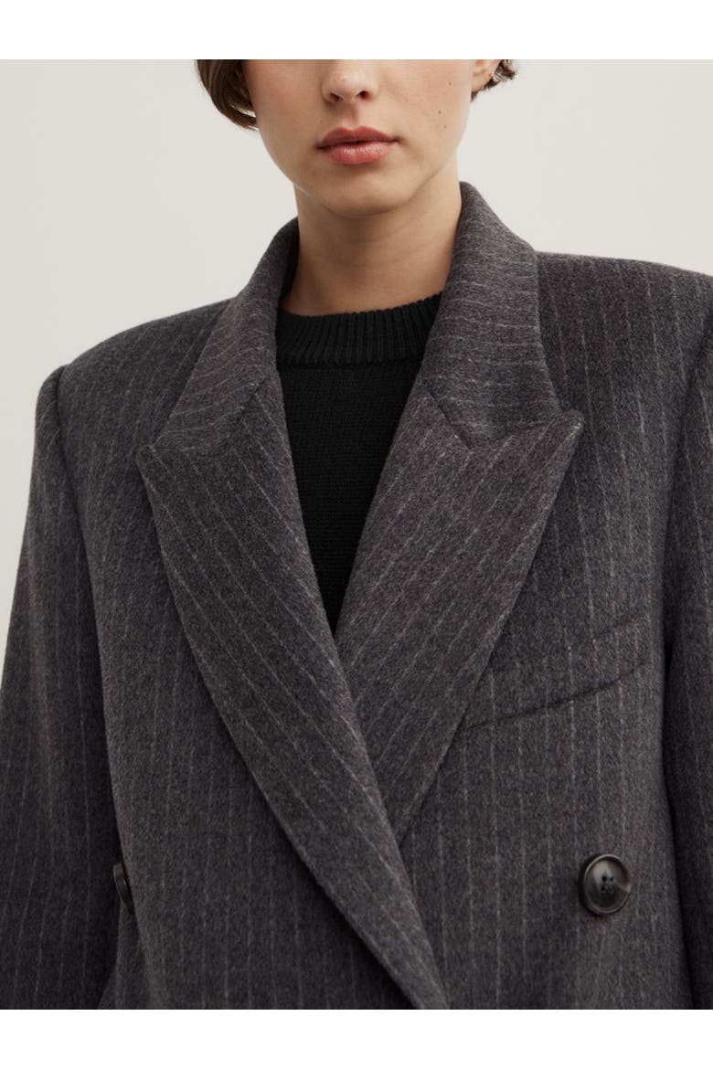 Double Breasted Pinstripe Coat, Alternate, color, Charcoal Pinstripe