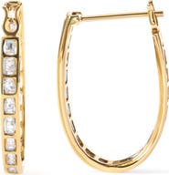 Haus of Brilliance 10K Yellow Gold 1.00 Ct Round and BaguetteDiamond U-Hoop Earrings