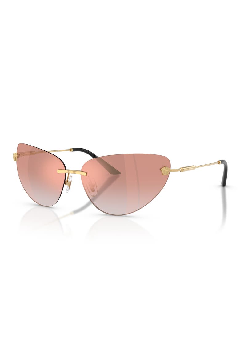 64mm Gradient Cat Eye Sunglasses, Alternate, color, GOLD / PINK MIRROR PINK